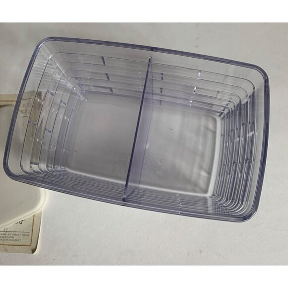 Longaberger 1996 Tea Basket With Navy Liner Divided Protector & Lid - Picture 4 of 5